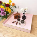 Pink Decorative Tray, Square Serving Tray with Handles, Plastic Coffee Table Tray for Ottoman, Living Room, Kitchen Tabletop, 13"x13"x1.6" by CozyNest Decor