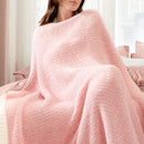 Snuggle Sac Buttery Pink Throw Blanket for Couch, Reversible Super Soft Knitted Blankets, Warm Cozy Knit Fuzzy Plush Lightweight Throws Dupes for Sofa, Bed, Picnic, Pink, 50 x 70 inches by TinyTreasures Baby Boutique