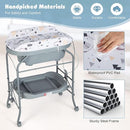 HONEY JOY Baby Changing Table with Bathtub, Foldable Infant Diaper Changing Station with Wheels, Storage Tray, Waterproof Pad, Portable Newborn Nursery Organizer Bath Stand for Boys Girls (Gray) by TinyTreasures Baby Boutique