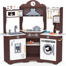 ANPABO Play Kitchen for Kids, Wooden Kitchen Playset w/Real Lights & Sounds, Coffee & Ice Maker, Microwave, Stove, 30Pcs Accessories Include Play Food, Pretend Play Set for Boys & Girls, Espresso by TinyTreasures Baby Boutique
