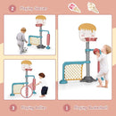 Costzon 3-in-1 Toddler Basketball Hoop & Soccer Goal Stand, Basketball Stand with Adjustable Height, Indoor & Outdoor Activity Center Basketball & Soccer for Kids by TinyTreasures Baby Boutique