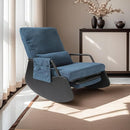 Rocking Chair for Nursery, Modern Upholstered Plush Seating Glider Recliner Chair with High Backrest and Side Pocket, Accent Armchair with Cushions for Living Room/Reading (Blue) by TinyTreasures Baby Boutique