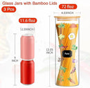 Glass Jars with Bamboo Lids, 72oz 3Pcs Kitchen Glass Containers with Bamboo Lids, Airtight Glass Pantry Storage Containers with Lids for Spaghetti, Pasta, Rice, Nuts, Flour, Bean, Dry Foods by CozyNest Decor