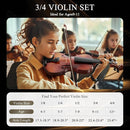 3/4 Violin Kit, Beginner Violin for Kids, Students, Complete Kids Violins Set with Case, Bow, Rosin, Ideal for Kids Violinss Beginner Ages 9-12, Brown by TinyTreasures Baby Boutique
