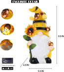 Garden Figurines Gnome Statue Decorations - Solar Resin Spring Bee Gnome Figurine Solar Garden Lights Outdoor Decorations Waterproof for Patio,Yard,Lawn, by GreenHaven Gardens