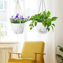 10 inch Self Watering Hanging Planters, 2 Pack Hanging Flower Pots for Indoor Outdoor Plants, Hanging Baskets with Drainage Holes & 2 Kinds of Plant Hangers for Garden Home Decor, White by CozyNest Decor