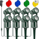 ZYAN 8 Pack Outdoor Landscape Lighting with 8 Colorful Lens and Power Supply, Green Shell by GreenHaven Gardens