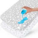 Waterproof Bassinet Sheets Fit for Miclassic, Baby Delight, TCBunny, Milliard, Dream On Me Traveler/Skylar and Other Bedside Sleeper Bassinet Mattress, 100% Organic Cotton, White Grey Print for Baby by TinyTreasures Baby Boutique