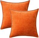 MIULEE Pack of 2 Fall Couch Throw Pillow Covers 20x20 Inch Bright Orange Farmhouse Decorative Pillow Covers with Stitched Edge Soft Chenille Solid Dyed Pillow Covers for Sofa Bed Living Room by CozyNest Decor