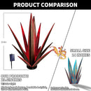 Large Tequila Rustic Sculpture, Rustic Metal Agave Plants for Outdoor Patio Yard, Home Decor Hand Painted Metal Agave Garden Yard Statue, Outdoor Lawn Ornaments (Red - L (W/Solar Light)) by CozyNest Decor