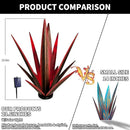 Large Tequila Rustic Sculpture, Rustic Metal Agave Plants for Outdoor Patio Yard, Home Decor Hand Painted Metal Agave Garden Yard Statue, Outdoor Lawn Ornaments (Red - L (W/Solar Light)) by GreenHaven Gardens