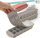 Silicone Freezer Trays with Lid,2ea 0.7oz 12 Cube-Leak Proof Silicone Freezer molds for Homemade Baby Food Breastmilk, Purees, Vegetables, Fruit, Baby Food Jars Ice Tray with Lid BPA Free Gray by TinyTreasures Baby Boutique