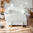 57-Inch Velvet Full Size Sleeper Sofa Couch with Pullout Bed,Convertible Pull Out with Golden Decorative Strip and Adjustable Backrest for Small Spaces,Apartment, Guest Room, RV (1109White) by CozyNest Decor