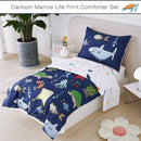 PERFEMET Kids Comforter Sets Boys Full Size-5 Piece Bed in A Bag Navy Blue Ocean Themed Comforter-Soft Reversible Cartoon Fish Shark Bedding Set for Girls Teens(Navy Blue, Ocean) by TinyTreasures Baby Boutique