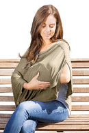 Byrd & Blume Maternity Nursing Cover Breathable Lightweight Breastfeeding Cover Wrap Shawl Scarf Poncho Full 360 (Latte, One size) by TinyTreasures Baby Boutique