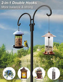 Outdoor Double Shepherds Hook with 5 Prong Base, 60 Inch Adjustable Heavy Duty Two Sided Bird Feeder Pole Stand for Hanging Plant Baskets, Solar Light Lanterns, Hummingbird Feeder, 1 Pack