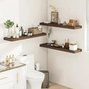 Wide Floating Shelves for Wall 12 Inch Deep, 36" X 12" X 2" Floating Shelf, 2 Inch Thick Shelf for Bathroom Bedroom Kitchen Book Room, Heavy Duty 65lbs Shelves for Farmhouse Decor Set of 2, Walnut by CozyNest Decor