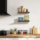 Floating Wall Shelves - 16"x6.8"x1.2" Sturdy Rustic Brown Solid Wood Shelves for Storage and Décor, Easy Installation for Living Room, Bedroom, and Kitchen - 2 Pack by CozyNest Decor