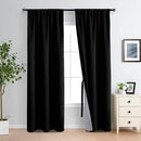XWZO 100% Blackout Curtains 84 Inches Long with Tiebacks- Privacy Protection, Energy Efficiency Window Draperies Rod Pocket with Black Liner for Bedroom/Living Room, Black, W42 x L84, Set of 2 by TinyTreasures Baby Boutique