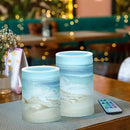 Flickering Flameless Candles, Shells Summer Sandy Beach LED Candles with Remote Timer, Set of 2 Battery Operated Candle for Valentine Wedding Birthday by GreenHaven Gardens