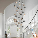 Farmhouse Crystal Chandelier, Luxury Hanging Lights High Ceiling Pendant Lighting for Foyer Staircase 32 Lights Black and Gold Dimmable 2700k-6000k by CozyNest Decor