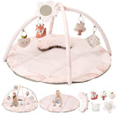 Fortella Baby Play Gym & Activity Mat, Tummy Time Mat w 5 Detachable Toys and Pillow, Large Sensory Playmat for Floor, Newborn Infant Baby Essentials Shower Gift 0-3-6-9-12 Months (Rose Pink) by TinyTreasures Baby Boutique