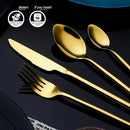 24 Piece Silverware Set For 6 Gold Heavy duty 18/10 Stainless Steel Flatware Set Modern Design Knife/Fork/Spoon Mirror Polished Dishwasher Safe Cutlery Set with Gifts by CozyNest Decor