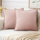 MIULEE Pack of 2 Couch Throw Pillow Covers 18x18 Inch Pink Valentine Farmhouse Decorative Pillow Covers with Stitched Edge Soft Chenille Solid Dyed Spring Pillow Covers for Sofa Bed Living Room by CozyNest Decor