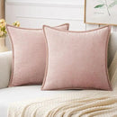 MIULEE Pack of 2 Couch Throw Pillow Covers 20x20 Inch Pink Valentine Farmhouse Decorative Pillow Covers with Stitched Edge Soft Chenille Solid Dyed Spring Pillow Covers for Sofa Bed Living Room