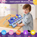 Mostop Toddler Musical Toys 5 in 1 Piano Keyboard Xylophone Drum with Microphone, DJ Table Instruments Learning Toys with Lights for Boys Girls Age 2-5, Kids Piano Drum Set Christmas Birthday Gift by TinyTreasures Baby Boutique