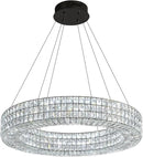 Dia 24" Modern Crystal Chandelier Black Ring Chandelier Adjustable Height Luxury Crystal Pendant Ceiling Light Fixture for Dining Living Room Bedroom by CozyNest Decor