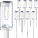 Solar Pathway Lights 8 Pack Solar Outdoor Lights with LED Tungsten Filament Bulb Waterproof Stainless Steel Garden Lighting for Outside Driveway Landscape Lawn Path Christmas (White) by GreenHaven Gardens