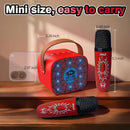 Mini Karaoke Machine for Kids Birthday Gifts 4 5 6 7 8 9 10 11 12 Year Old Girl Boy Singing Electronic Toys Bluetooth Speaker with 2 Wireless Mics Fun Voice and LED Lights Christmas Party by TinyTreasures Baby Boutique