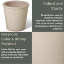 Emissary Round Stoneware Planter (Parent SKU 12012) (Cream, 8" D x 7" H) by CozyNest Decor