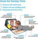 Baby Mirror Toys for Tummy Time, Newborn Infant 0 3 4 6 12 Months Old Boy, Girl Gift. Brain Developmental Montessori Sensory High Contrast Crinkle Book w Safe Mirror for Floor, Crib, Car, Bouncer by TinyTreasures Baby Boutique