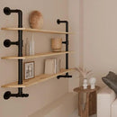 Industrial Pipe Wall Shelves Pipe Shelving with Real Wood Plank,48 Inches Floating Shelves for Wall Farmhouse Pipe Book Shelves Dark Brown 3 Tier for Kitchen,Living Room Decor and Bar Shelving by CozyNest Decor