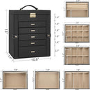 AKOZLIN Large 6-Tier Jewelry Box Lockable Leather Jewelry Storage Case with 5 Drawers for Women Girls Ring Necklace Earring Bracelet Holder Organizer with Mirror by TinyTreasures Baby Boutique