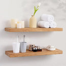 Axeman Floating Shelves for Wall, 24''W x 8'' D Rustic Solid Elm Wood Shelves for Storage, Wall Mounted Display Shelving with Invisible Heavy-Duty Metal Bracket (Natural, 2PCs) by CozyNest Decor