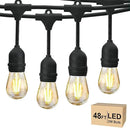 Svater 48 FT Outdoor String Lights 2W, Commercial Grade Patio Light with 15 pc Edison Shatterproof Bulbs, IP65 Waterproof LED Hanging Lighting for Bistro Cafe Market Outside Backyard, Warm White 2700K by GreenHaven Gardens