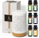 Earnest Living Essential Oil Diffuser Gift Set White Ceramic Diffuser 100 ml & Essential Oil Set Timers Night Lights Auto Off Function Home Office Humidifier Aromatherapy Diffusers for Essential Oils by TinyTreasures Baby Boutique