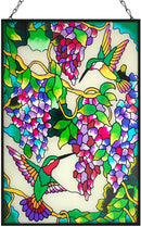 VEWOGARDEN Hummingbird Stained Glass Window Hangings 10" W x 15" H Bird Suncatcher Panel with Chain Windows Hanging Decor Ornament Gift by GreenHaven Gardens