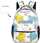 Duck Cartoon Doodle Custom Kids Backpack for Boy Girl, Personalized Waterproof Child School Travel Bag with Name, 16.5’’ X 12.2’’ X 5.9’’ by TinyTreasures Baby Boutique