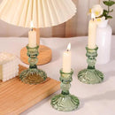 12PCS Green Candlestick Holders Set- 4" H Taper Candle Holders, Glass Candle Holders Bulk for Wedding, Party, Home Table Centerpieces, Festival Gifts & Windowsill Decor by CozyNest Decor