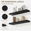 36 Inches Floating Shelves for Wall, 9.3" Deep Long Floating Shelves Set of 2, Large Display & Storage Shelf, Wall Shelf for Bathroom Bedroom Living Room Kitchen Office, Black by CozyNest Decor