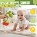 Jollybaby Baby Musical Pull String Hanging Toy for Stroller Car Seat Crib Play Gym, Plush Stuffed Dinasour Toy for Carseat with Music Teether Crinkle Paper, Sensory Toy for 0-6-12-18 Months Baby Gift by TinyTreasures Baby Boutique