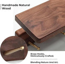 Shelf with Hooks, Solid Wood Bedroom Shelves for Wall, Wooden Coat Rack Wall Mount for Bathroom, Kitchen, Door Entryway (Walnut, 30cm/11.81inch) by CozyNest Decor
