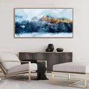 Framed Canvas Wall Art Indigo Abstract Mountain Pictures Wall Decor Blue Grey Orange Mountain Peaks Canvas Painting Prints Modern Abstract Artwork for Living Room Bedroom Decoration 29" X 58" by CozyNest Decor