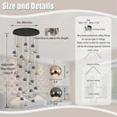 Farmhouse Crystal Chandelier, Luxury Hanging Lights High Ceiling Pendant Lighting for Foyer Staircase 32 Lights Black and Gold Dimmable 2700k-6000k by CozyNest Decor