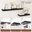 Black Floating Shelves for Wall 36 Inches Long, 12" Deep Wall Shelves 2" Thick, Heavy Duty Shelf for Bedroom, Bathroom, Living Room, Kitchen, Office, Home Decor, Modern Shelf Set of 2, 36" X 12" X 2" by CozyNest Decor
