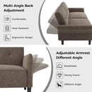 89” Futon Sofa Bed, Comfy Futon Couch Bed with 2 Square Pillows, Convertible Sleeper Sofa with Adjustable Backrest& Armrests, Modern Loveseat Sleeper for Living Room, Bedroom, Light Brown by CozyNest Decor